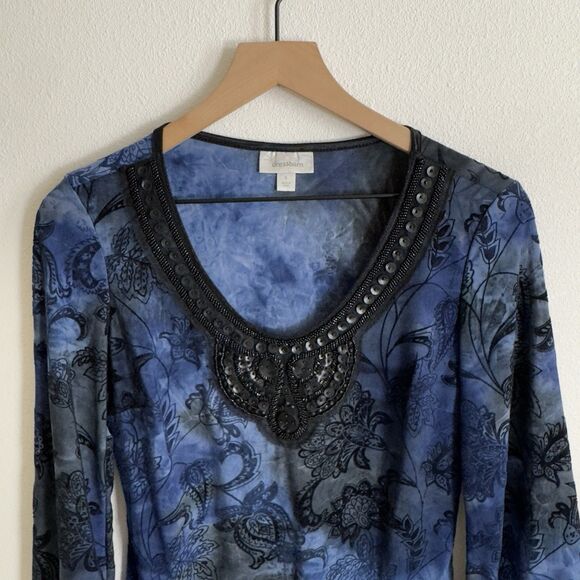 Vtg 90s Beaded Fairy Grunge Top Womens Small Blue Phoebe Friends Whimsigoth Boho - Picture 2 of 16